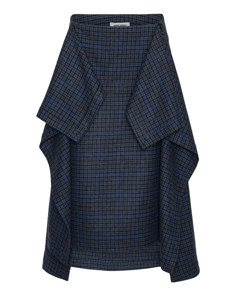 Henrik Vibskov Blanket check-pattern midi skirt - Blau Blau