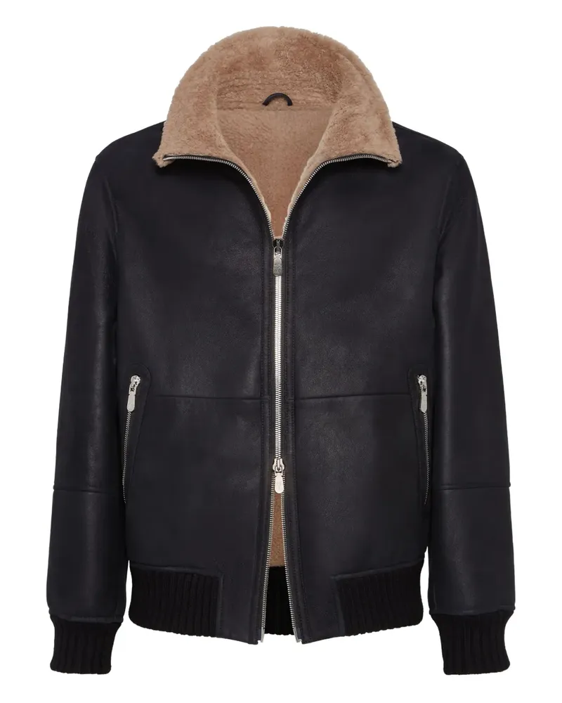 Brunello Cucinelli Bomberjacke mit Nubuklederfutter - Schwarz Schwarz
