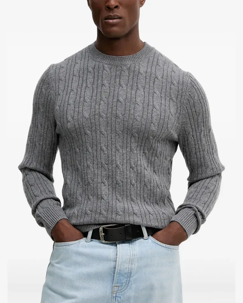 HUGO BOSS Pullover mit Zopfmuster - Grau Grau