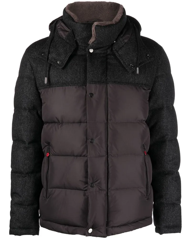 Kiton Kapuzenjacke im Hybrid-Design - Schwarz Schwarz