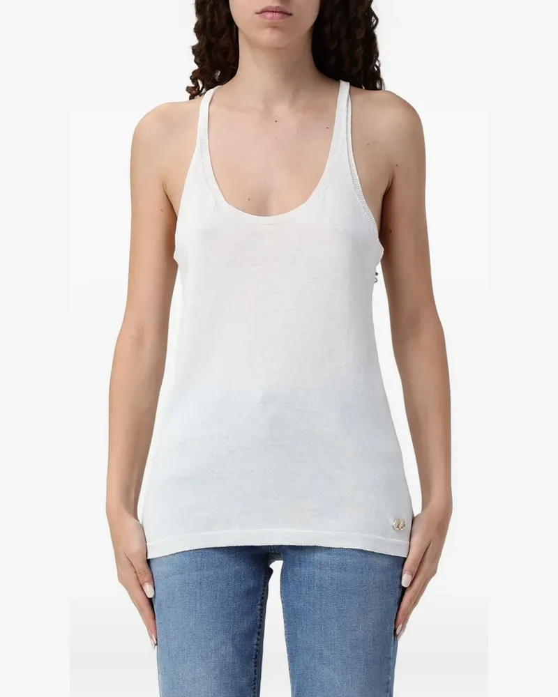 Twin-Set Tanktop mit Logo-Schild - Weiß Weiß