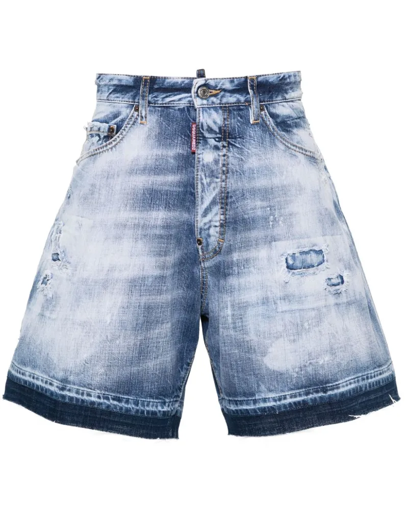 Dsquared2 Jeans-Shorts in Distressed-Optik - Blau Blau