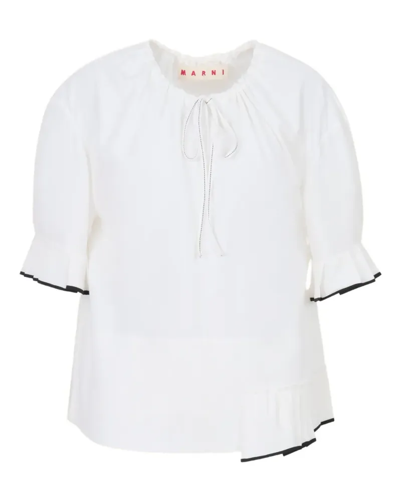 Marni Kordelzug-Bluse mit Faltenkragen - Weiß Weiß