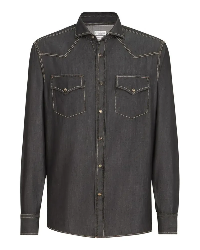 Brunello Cucinelli Klassisches Jeanshemd - Grau Grau