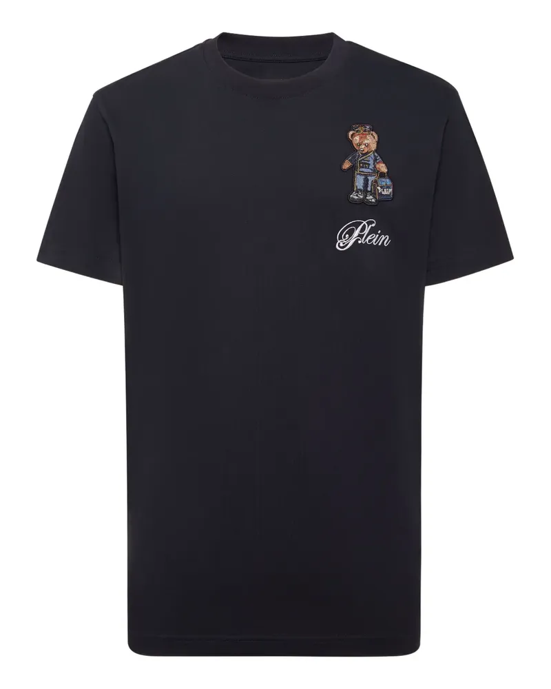 Philipp Plein T-Shirt mit Teddy-Stickerei - Blau Blau