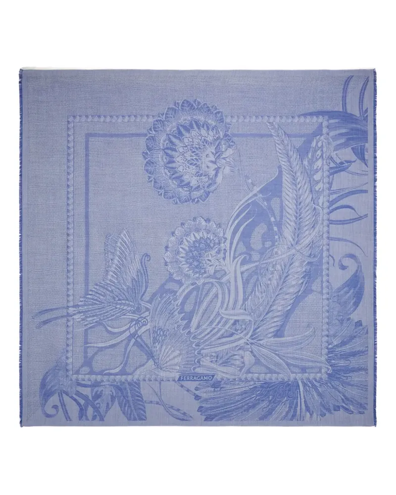 Ferragamo Schal mit Jacquard-Blumenmuster - Blau Blau