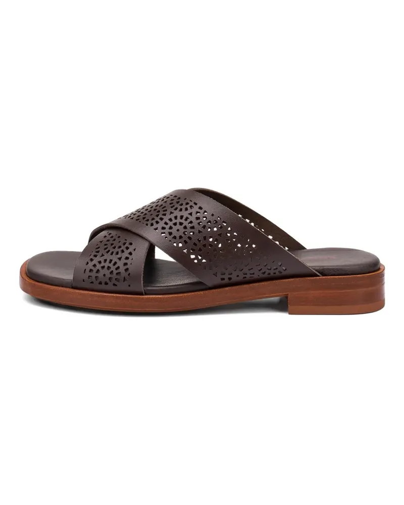 FRAU perforated-design crossover sandals - Braun Braun