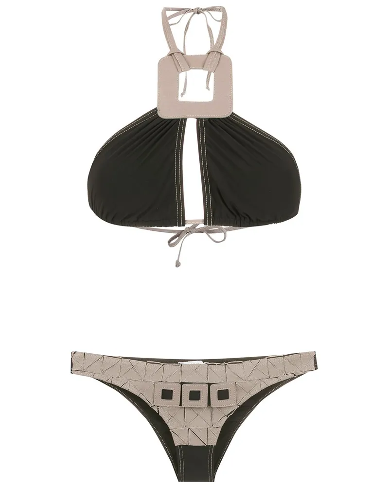 Amir Slama Verzierter Bikini - Schwarz Schwarz