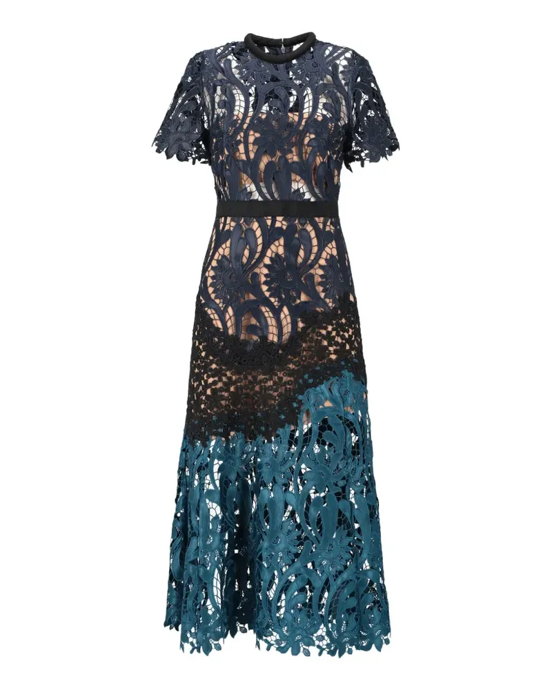 Self-Portrait Zweifarbiges Spitzenkleid - Blau Blau