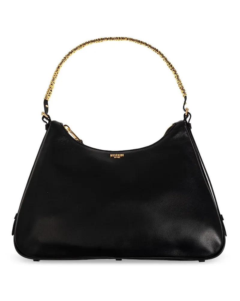 Moschino Schultertasche mit Metallic-Henkel - Schwarz Schwarz
