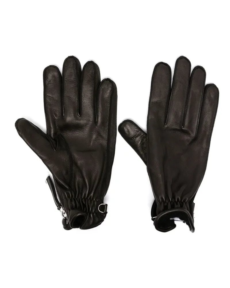 Dsquared2 Lederhandschuhe mit Logo-Patch - Schwarz Schwarz