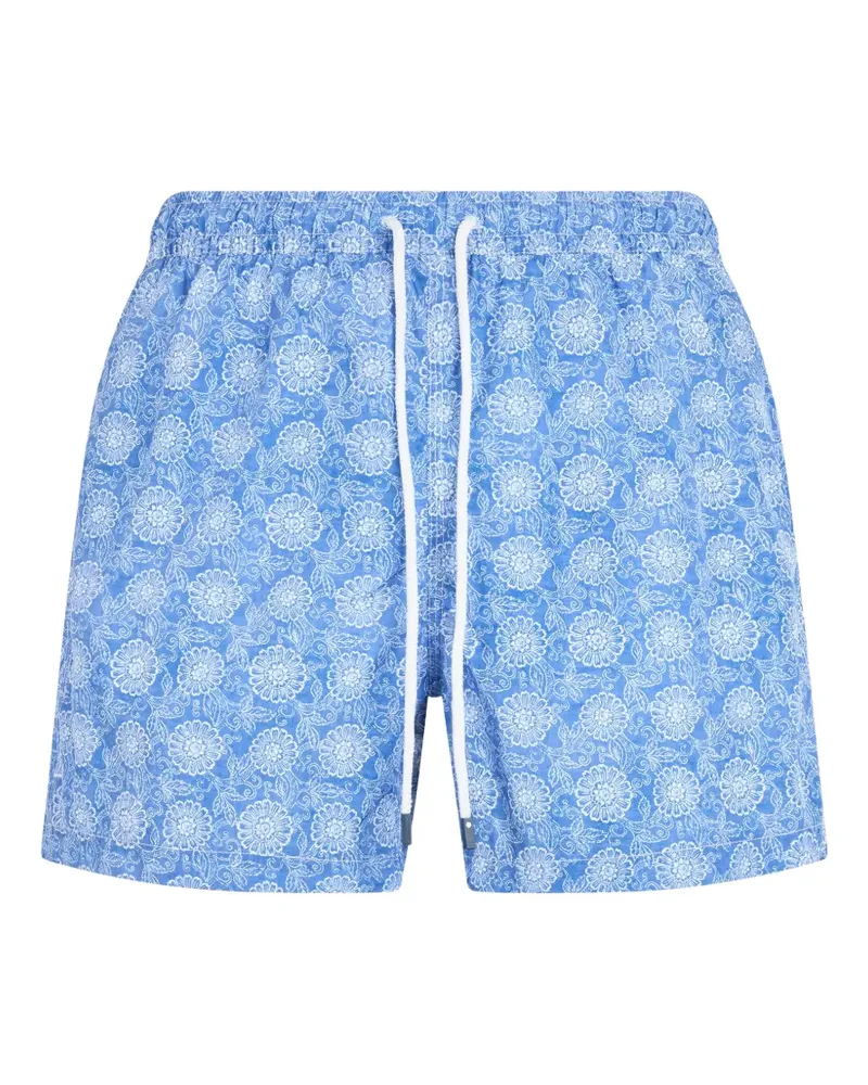 Fedeli floral-print drawstring swim shorts - Blau Blau