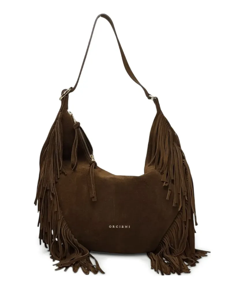 Orciani small Isola fringe hobo shoulder bag - Braun Braun
