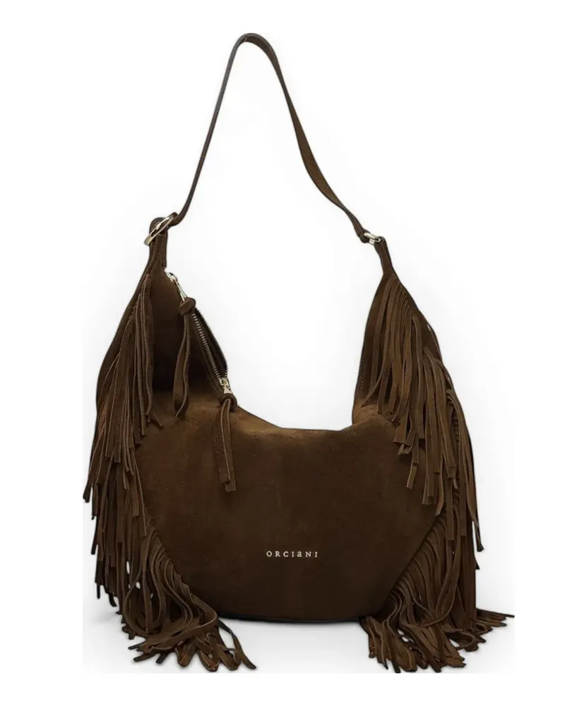 Orciani small Isola fringe hobo shoulder bag - Braun Braun