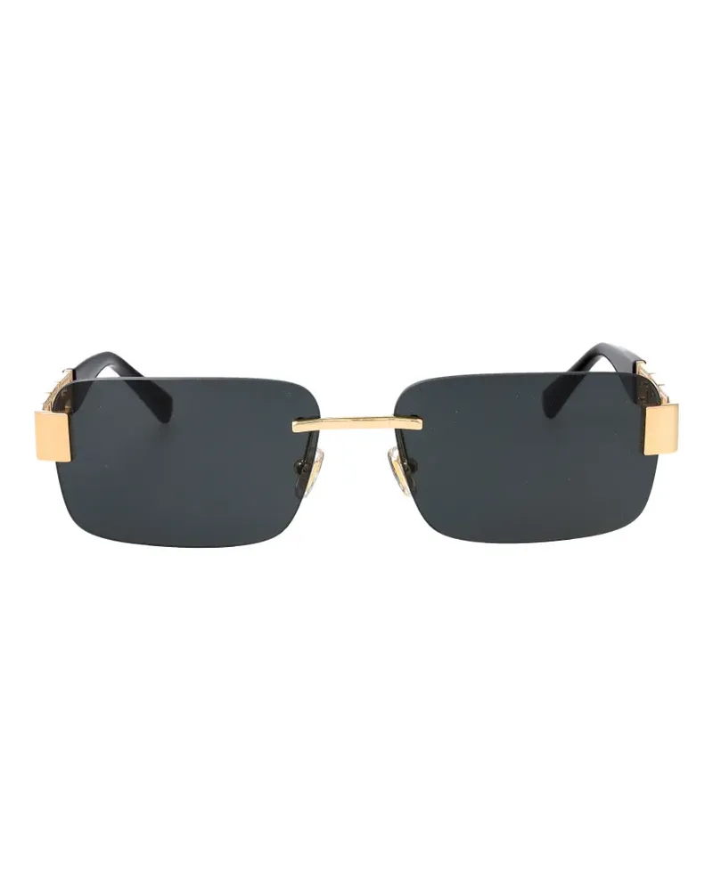 Versace Rahmenlose Greca Sonnenbrille mit rechteckigem Gestell - Schwarz Schwarz