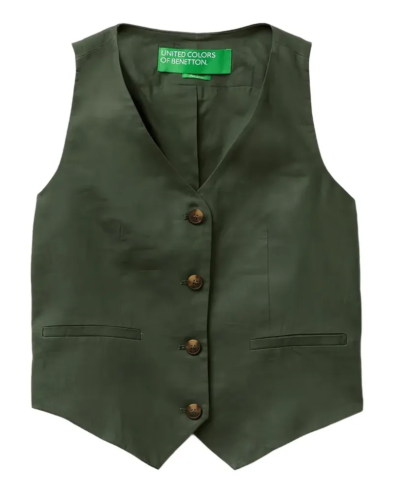 Benetton v-neck button-up waistcoat - Grün Grün