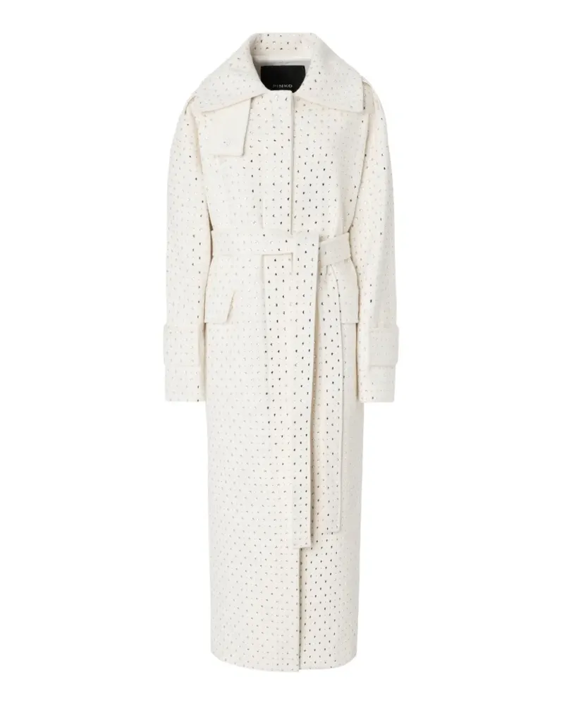 Pinko Langer Wollmantel mit Strass - Weiß Weiß
