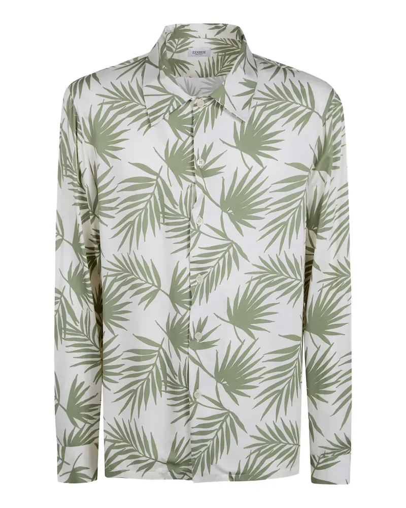 Laneus palm-leaf print shirt - Weiß Weiß