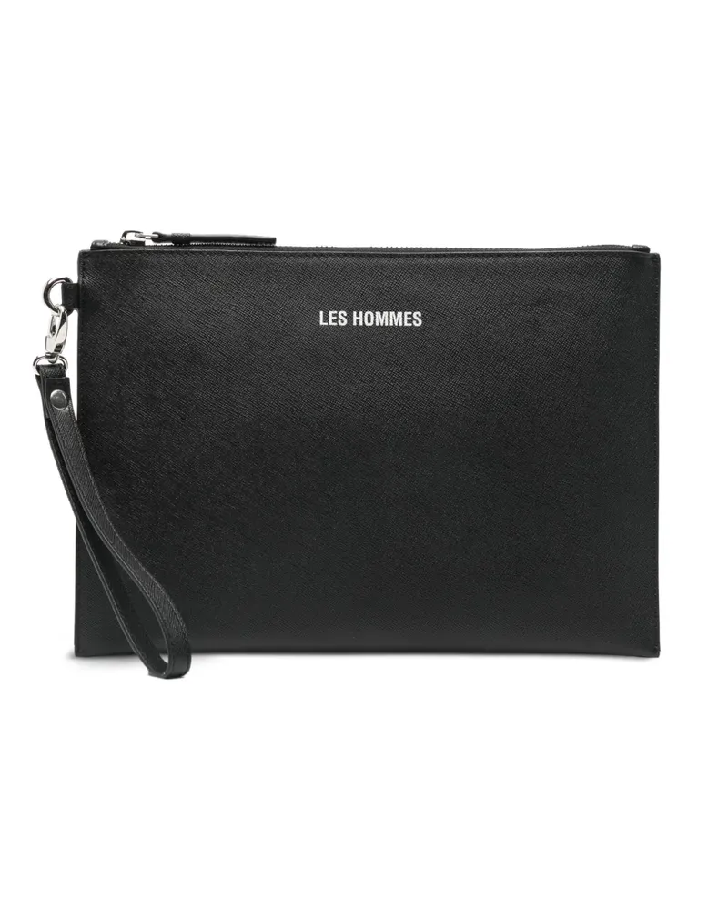 Les Hommes Clutch mit Reißverschluss - Schwarz Schwarz