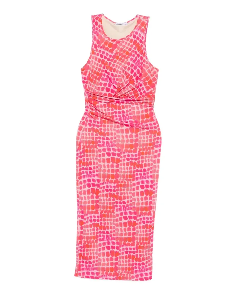 Patrizia Pepe draping croco-print midi dress - Rosa Rosa
