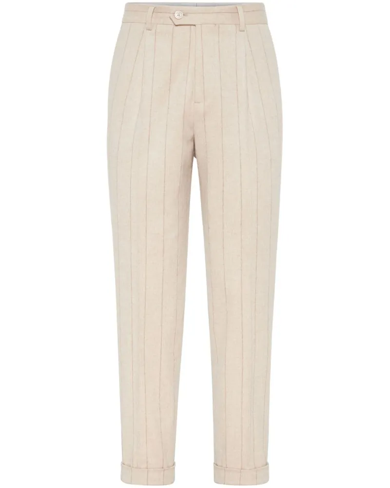 Brunello Cucinelli Gestreifte Tapered-Hose - Nude Nude