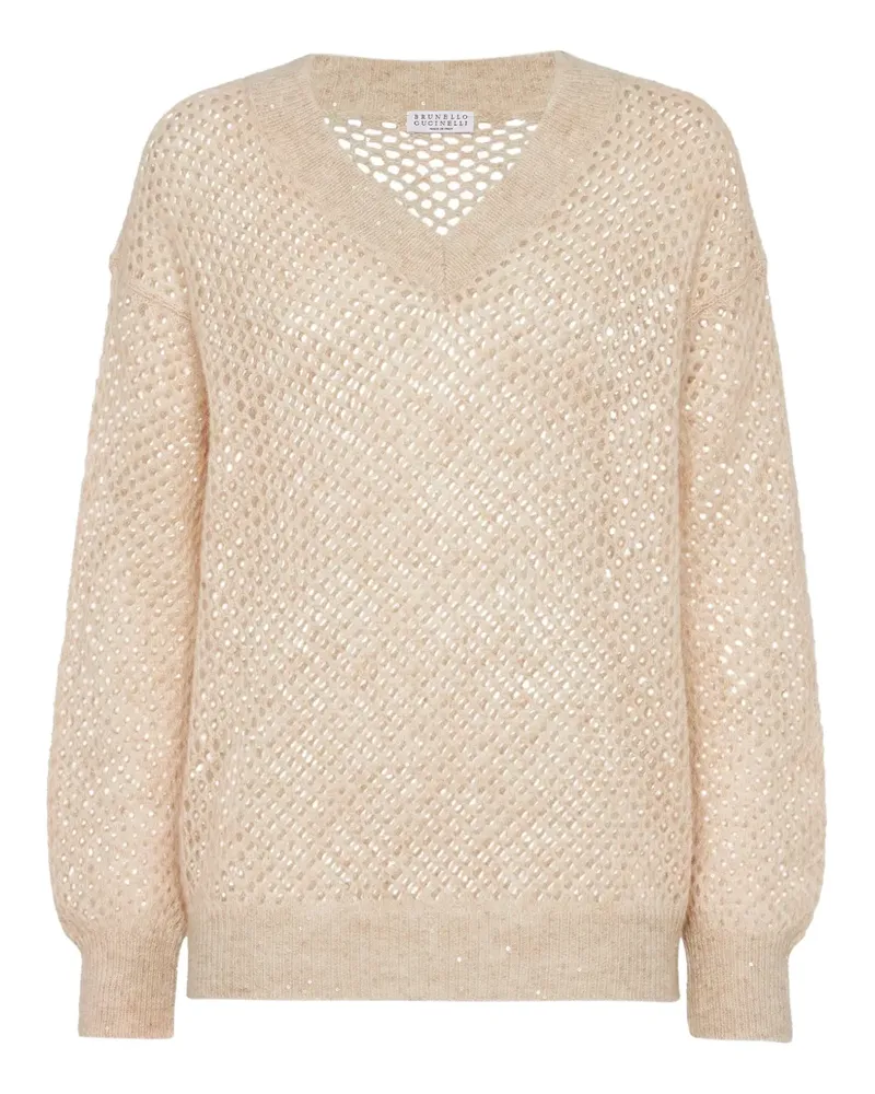 Brunello Cucinelli Pullover mit Lochstrickmuster - Nude Nude