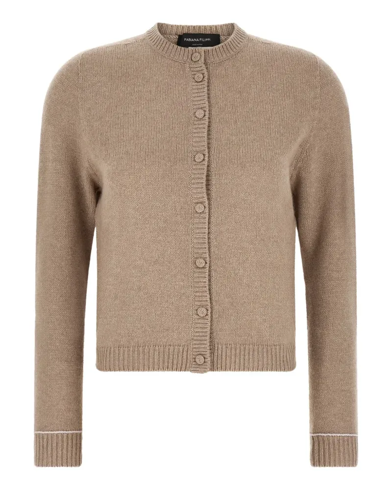 Fabiana Filippi ribbed-trim long-sleeve cardigan - Nude Nude