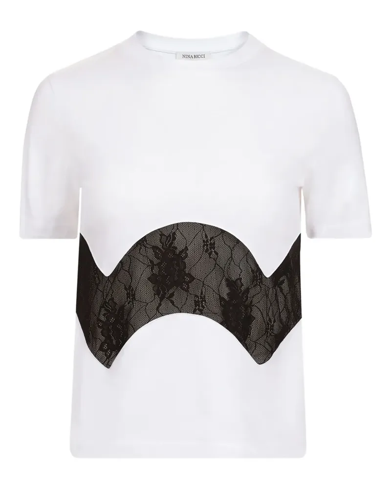 Nina Ricci T-Shirt mit Spitzeneinsatz - Weiß Weiß