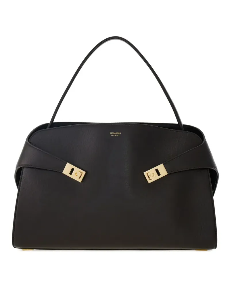 Ferragamo Mittelgroße Hug Schultertasche aus Kalbsleder - Schwarz Schwarz
