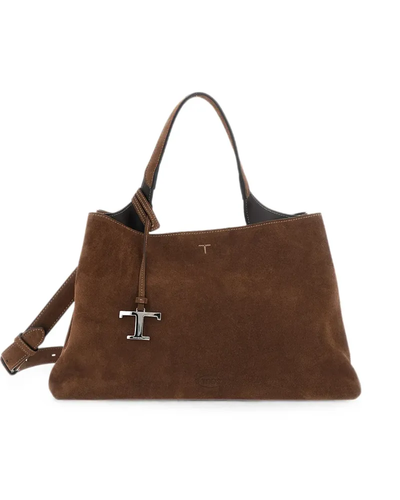 TOD'S T Timeless suede handbag - Braun Braun