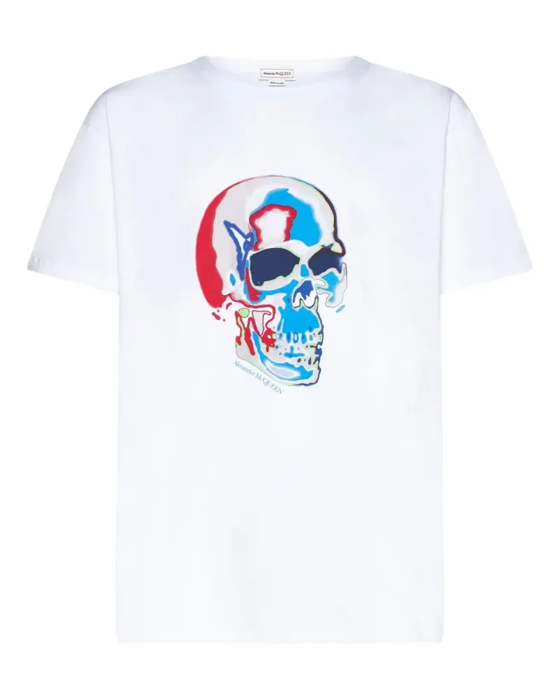 Alexander McQueen T-Shirt mit Solarised Skull-Print - Weiß Weiß