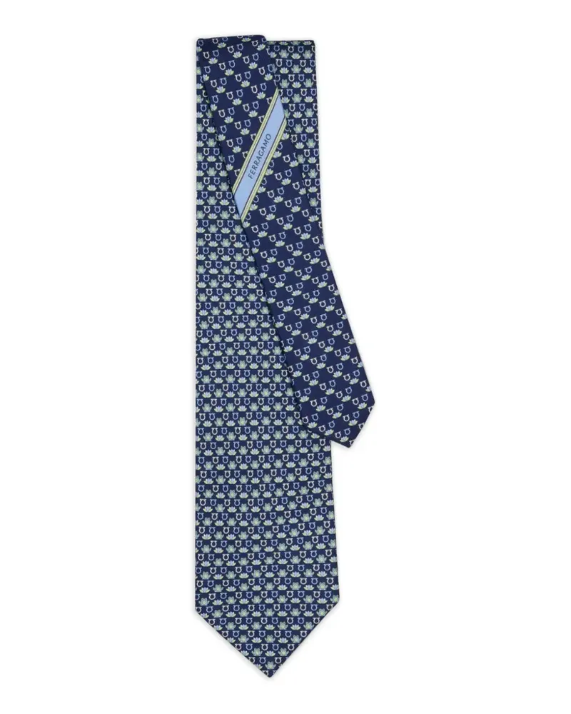 Ferragamo Frog-print silk tie - Blau Blau