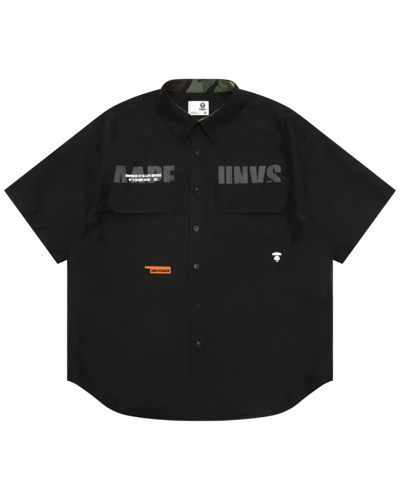 BAPE Hemd mit Logo-Print - Schwarz Schwarz