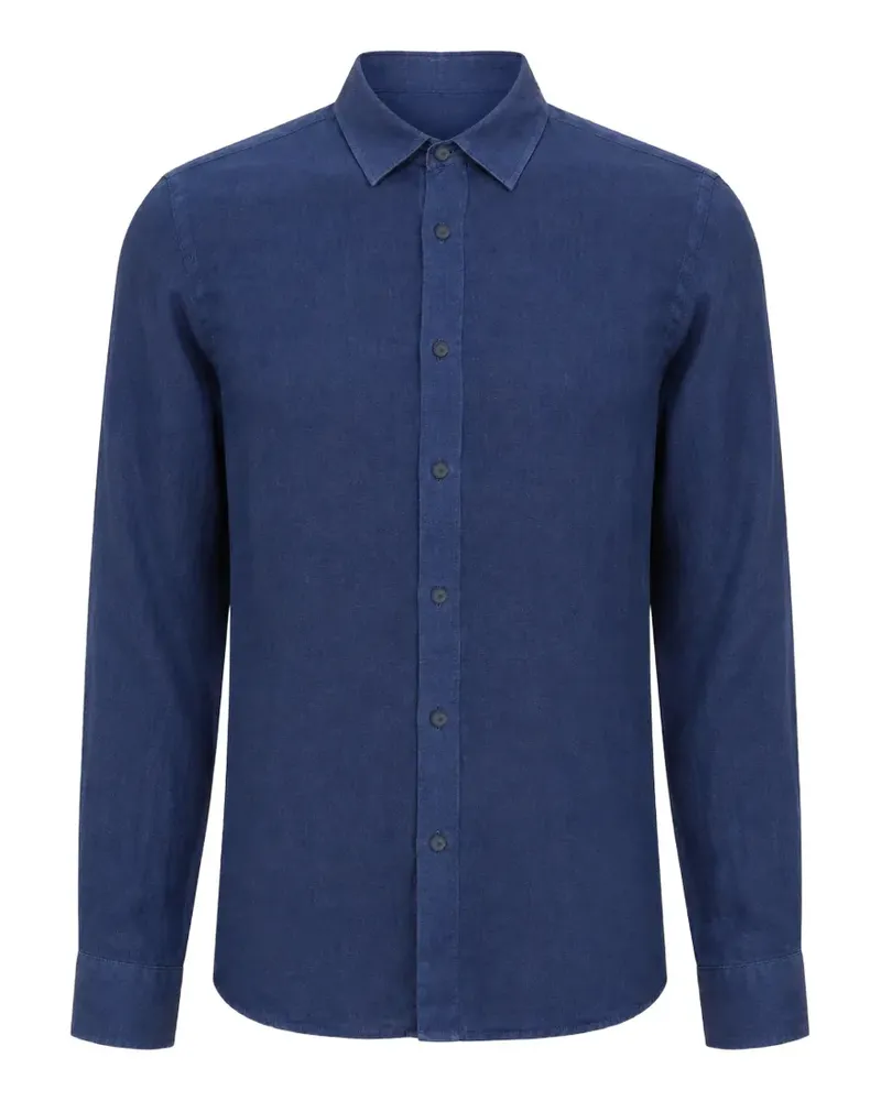 120% Lino long-sleeved linen shirt - Blau Blau