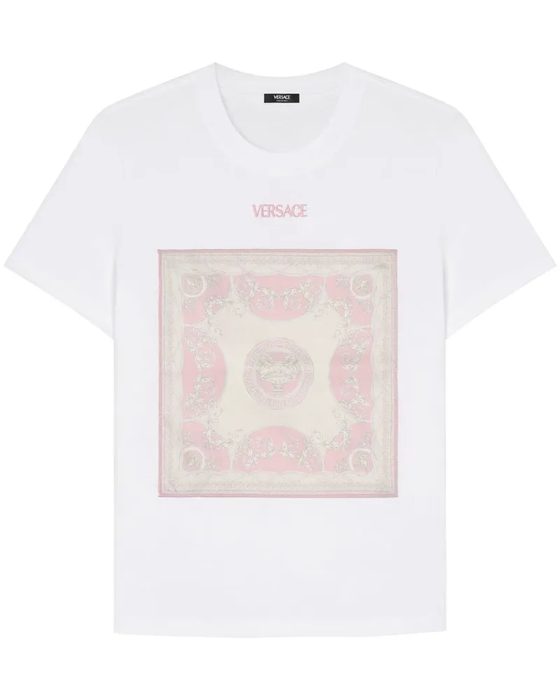 Versace T-Shirt mit Logo-Stickerei - Weiß Weiß