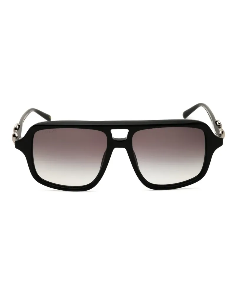 Gucci Sonnenbrille mit geometrischem Gestell - Schwarz Schwarz