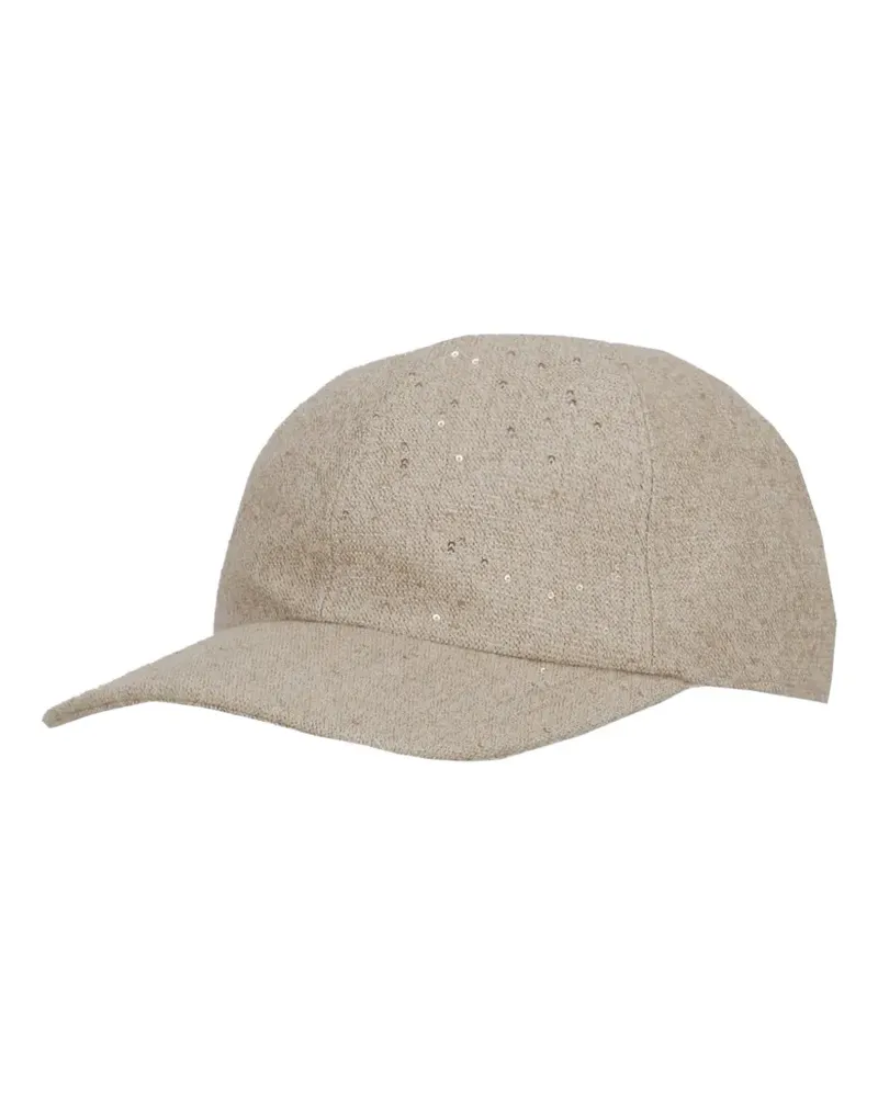 PANICALE Cashmere sequin-embellished baseball cap - Nude Nude