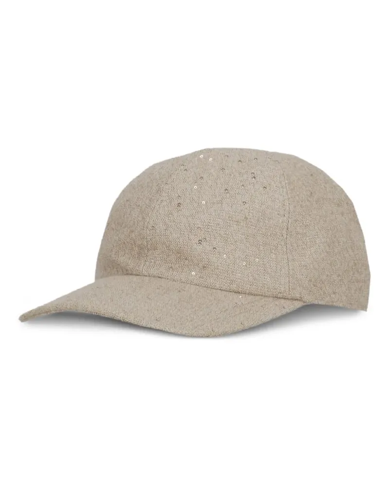 PANICALE Cashmere sequin-embellished baseball cap - Nude Nude