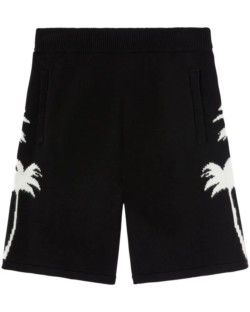 Palm Angels Gestrickte Shorts mit Palmen - Schwarz Schwarz