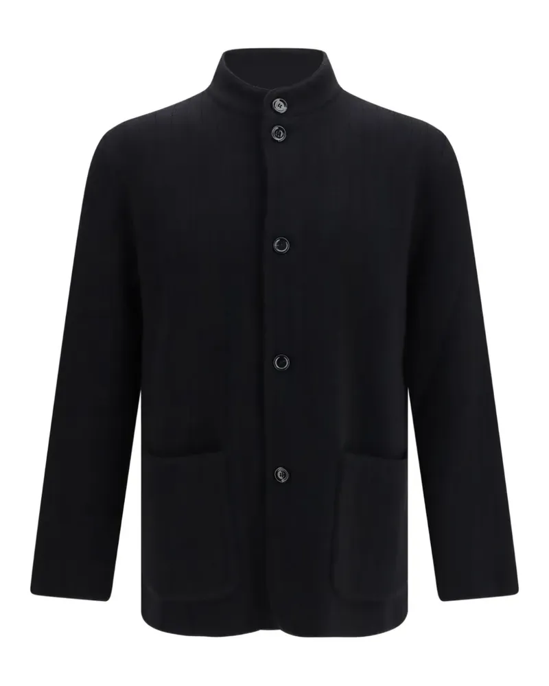 LARDINI Gerippte Jacke mit Stehkragen - Schwarz Schwarz