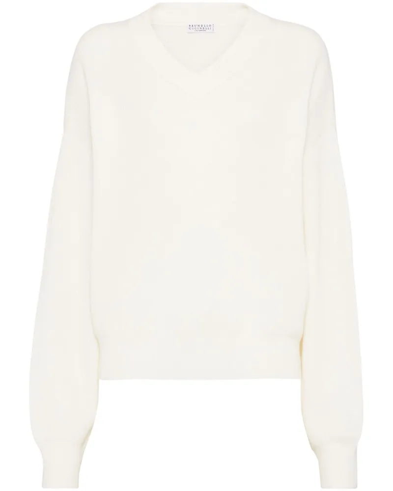 Brunello Cucinelli Gerippter Pullover - Weiß Weiß