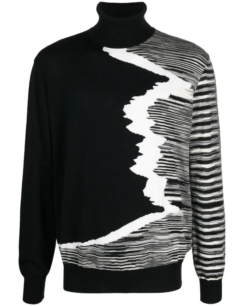 Missoni Gestreifter Rollkragenpullover - Schwarz Schwarz
