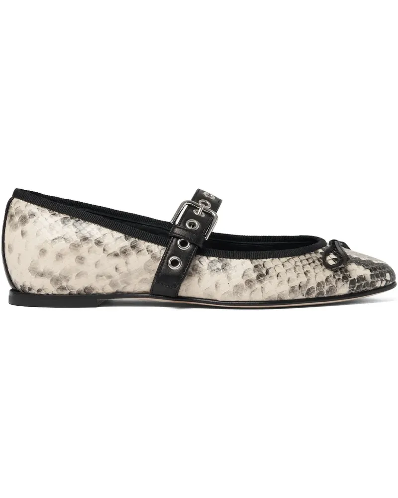 Scarosso Astrid Ballerinas mit Schlangenleder-Prägung - Grau Grau