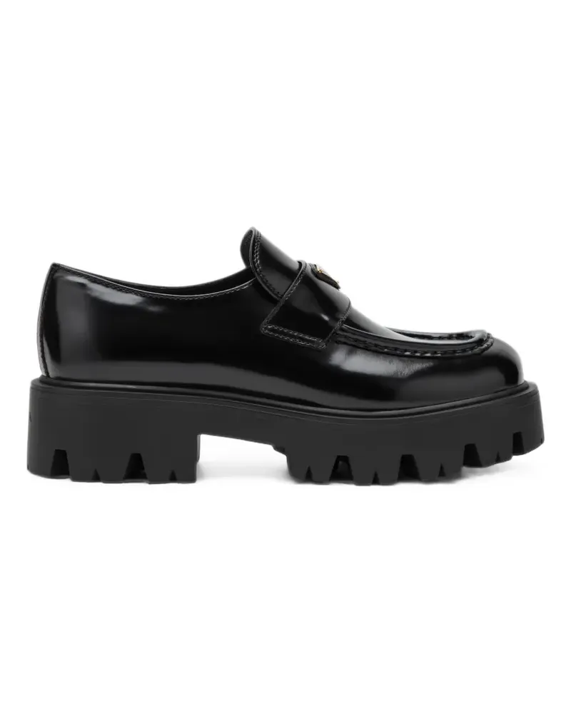 Prada Enamel Triangle Logo lug-sole loafers - Schwarz Schwarz
