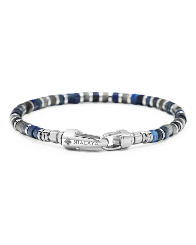 Nialaya Perlenarmband mit Logo-Gravur - Silber Silber