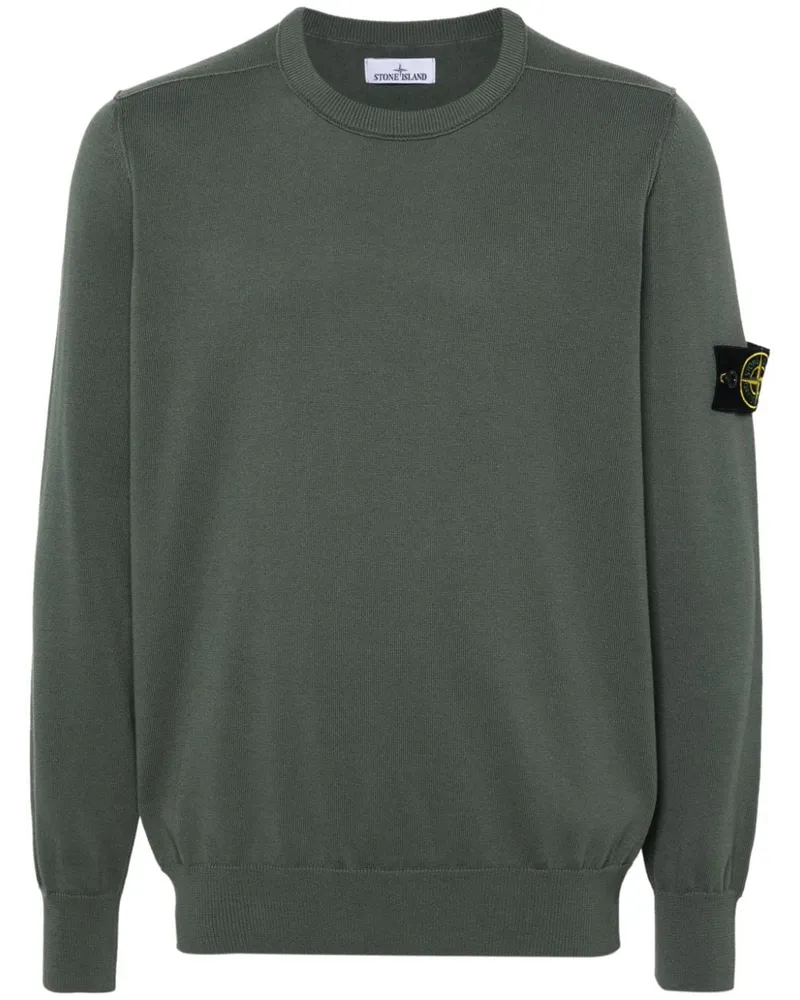 Stone Island Gestreifter Pullover mit Kompass-Patch - Grün Grün