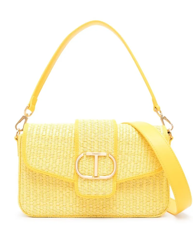 Twin-Set Amie Umhängetasche aus Raffiabast - Gelb Gelb
