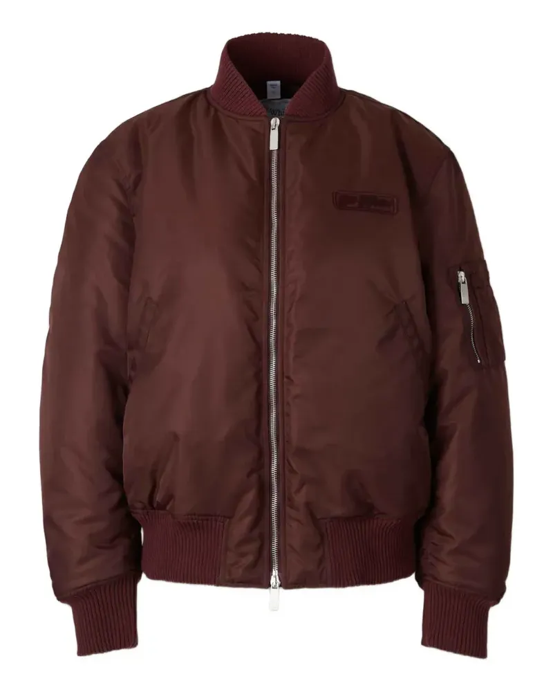OFF-WHITE logo-patch zip-up bomber jacket - Rot Rot