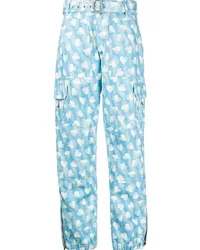 Alessandra Rich Cargohose mit Herz-Print Blau