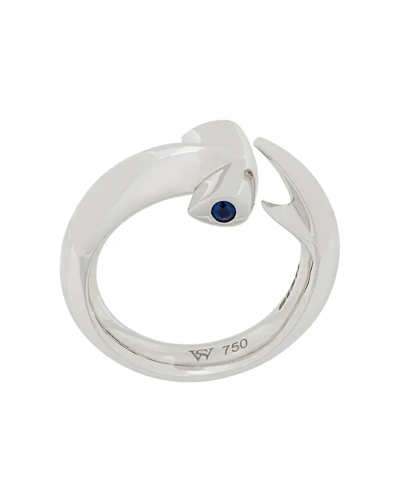 Stephen Webster 18kt 'Hammerhead' Weißgoldring mit Saphir - Metallic Metallic